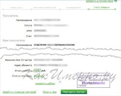 отчет об успешном проведении платежа