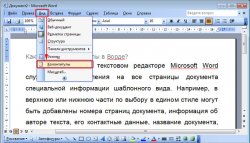 удаление колонтитулов в Word 2003